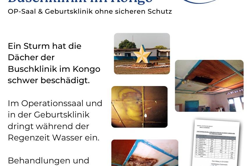 Sturmschaden in der Buschklinik im Kongo: ein großes Danke an eure Spenden